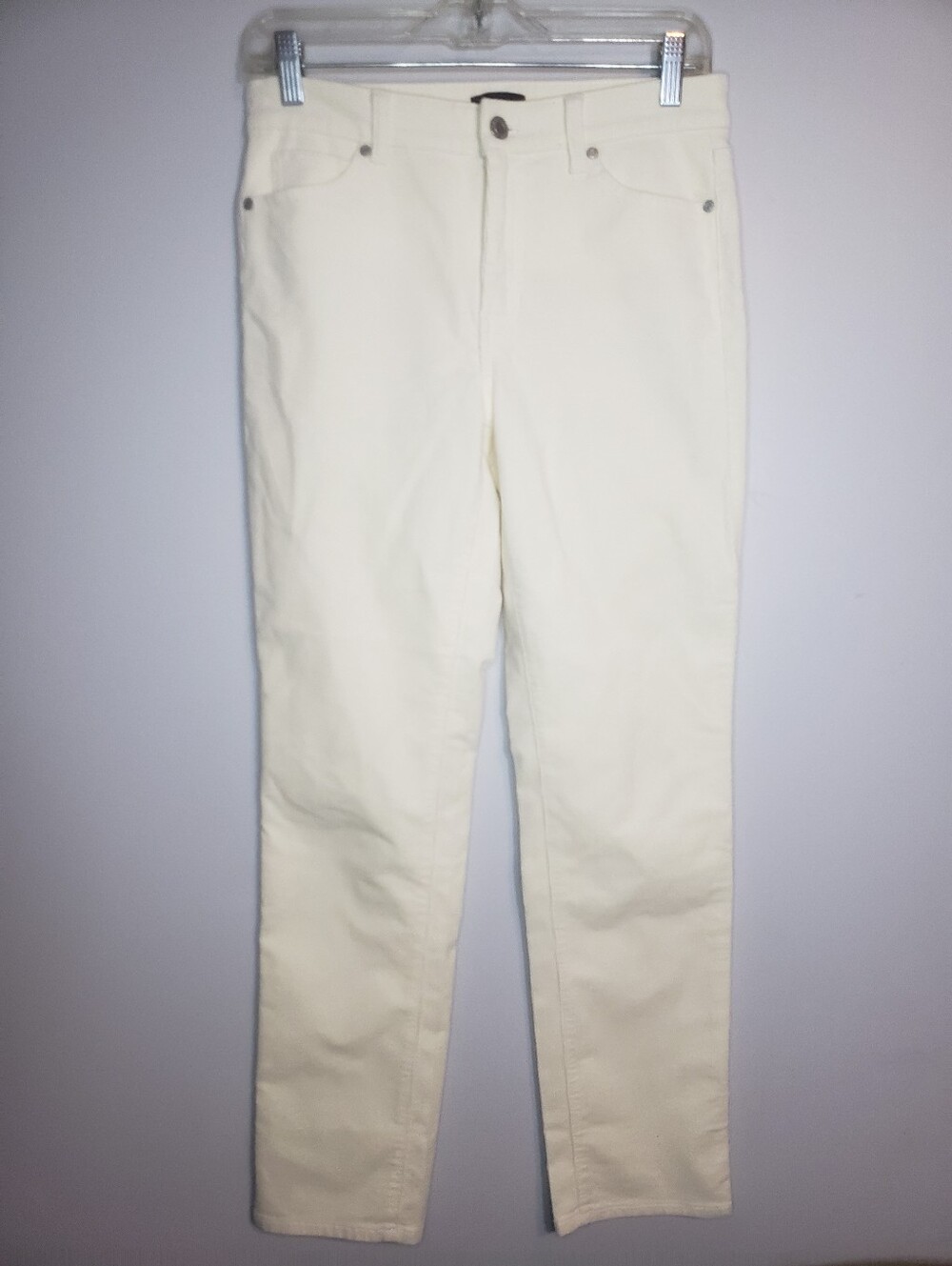 Talbots Cream Off White Straight Leg Corduroy Pants Womens Size 2P Petite